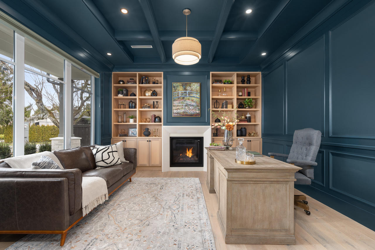Panelled home office in a Kijee custom home
