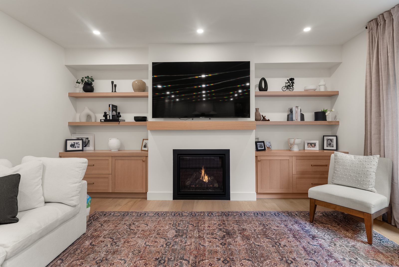 Fireside living room in a Kijee custom home