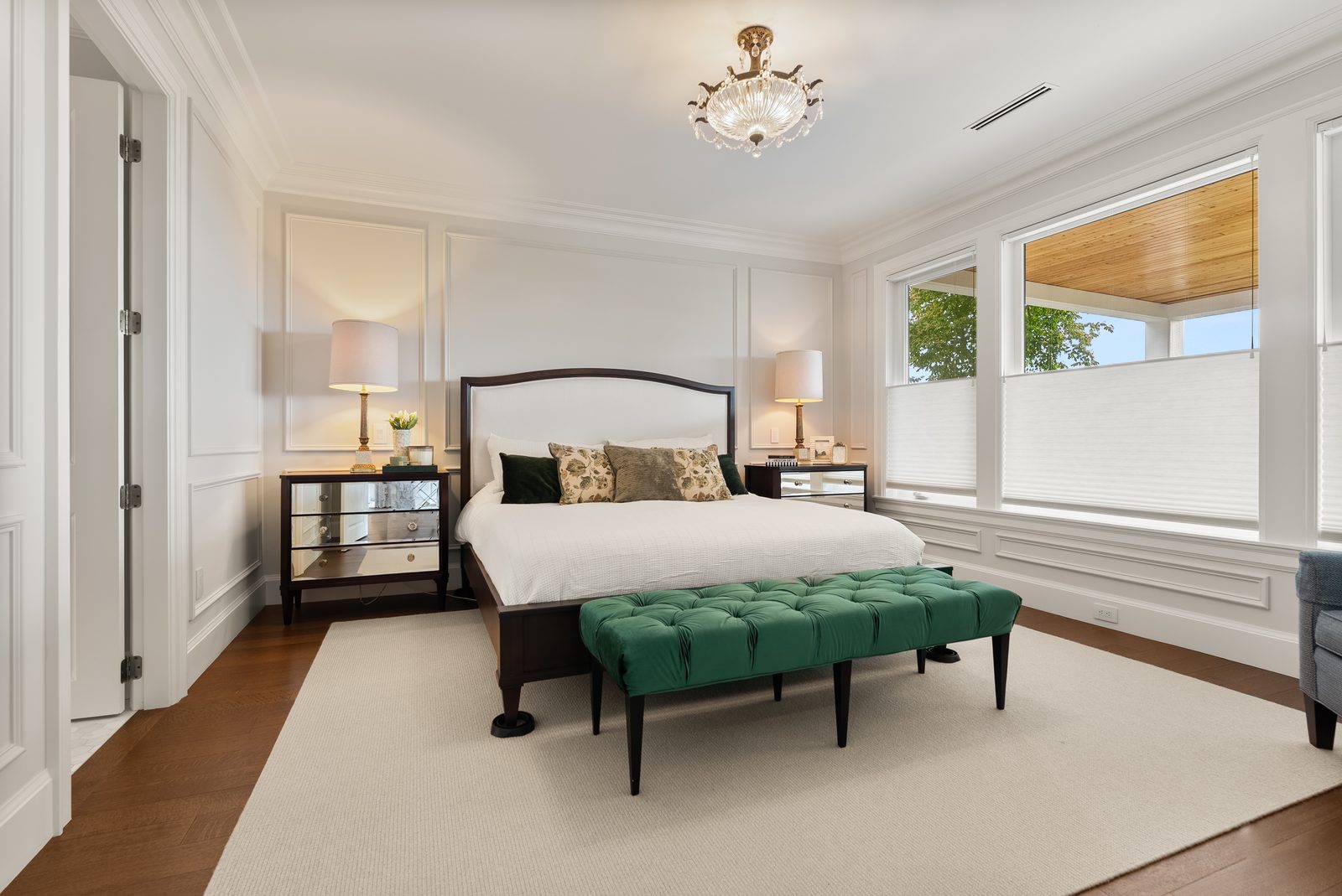 Primary bedroom in a Kijee custom home
