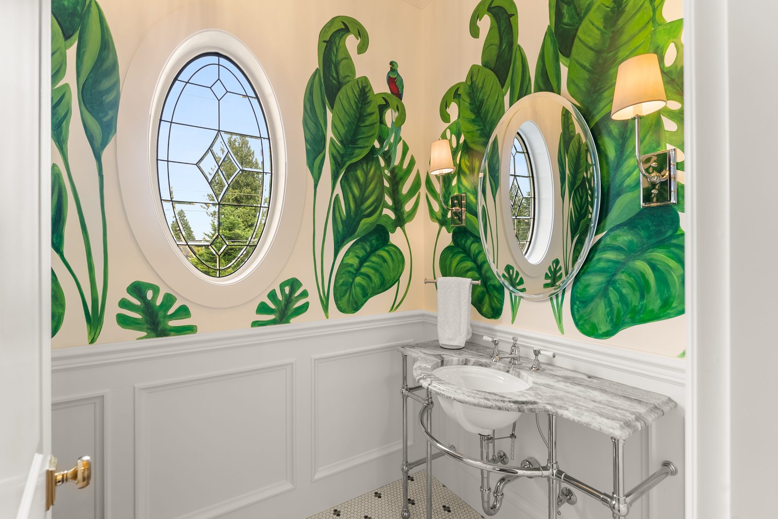 Hand-painted powder room in a Kijee custom home