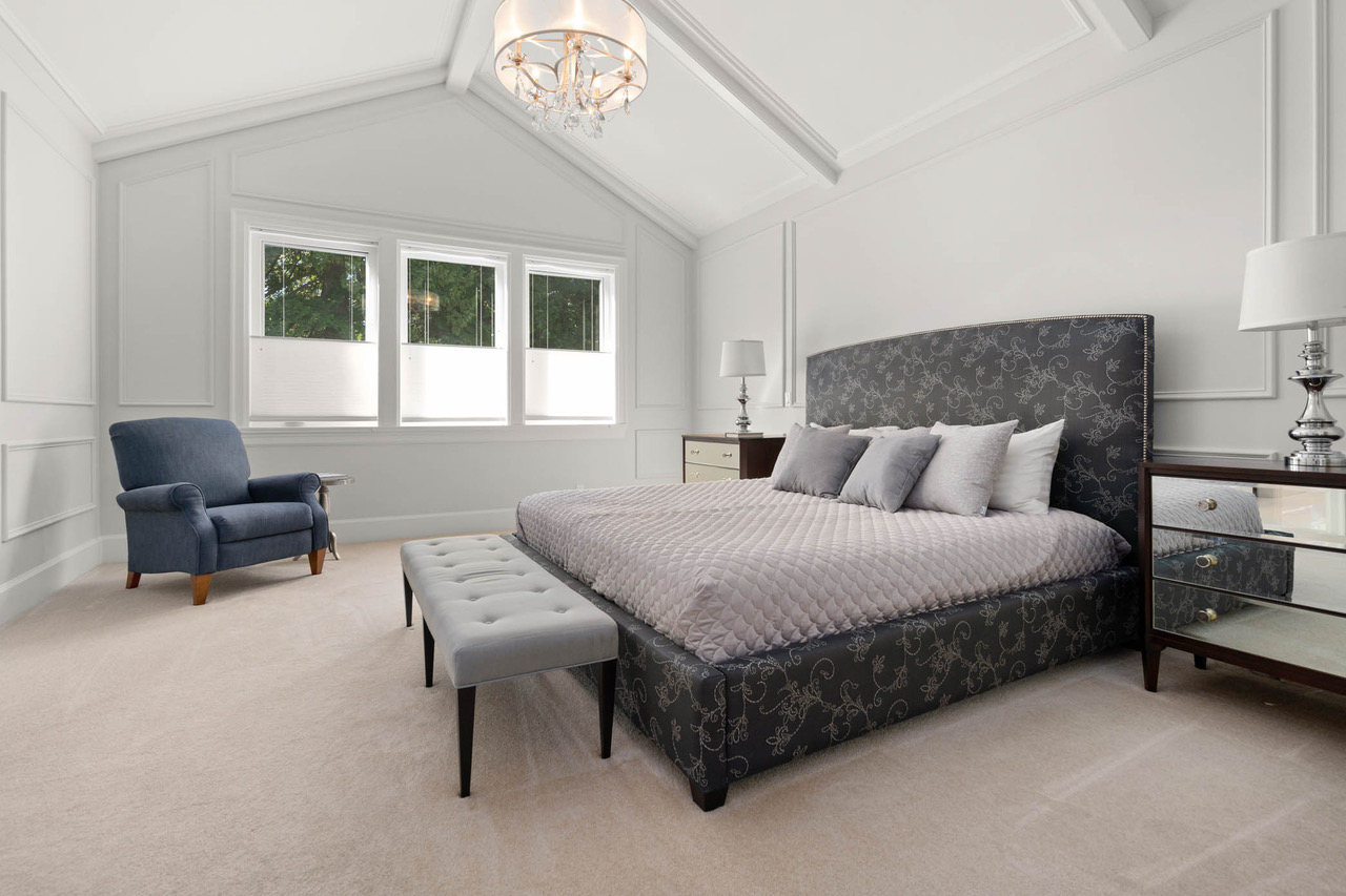 Primary bedroom in a Kijee custom home