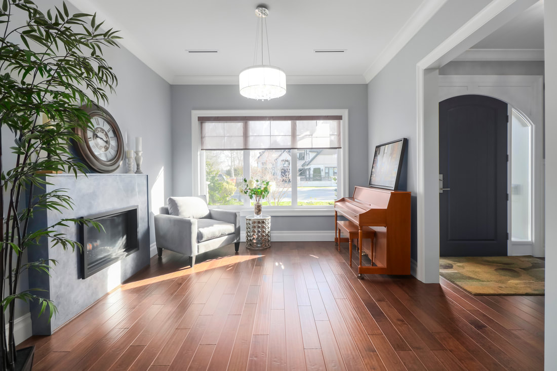 Warm, light-filled living room in a Kijee custom home